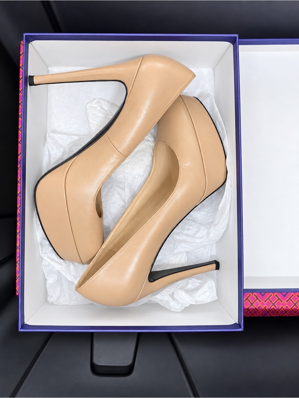 Stuart Weitzman Nude Leather Platform Stiletto Pumps Heels Size 9